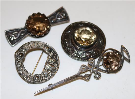 4 x Scottish brooches